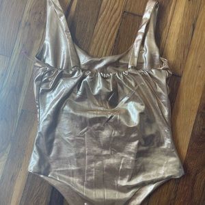 KIM K INSPIRED GOLD BODY SUIT AND SKIRT